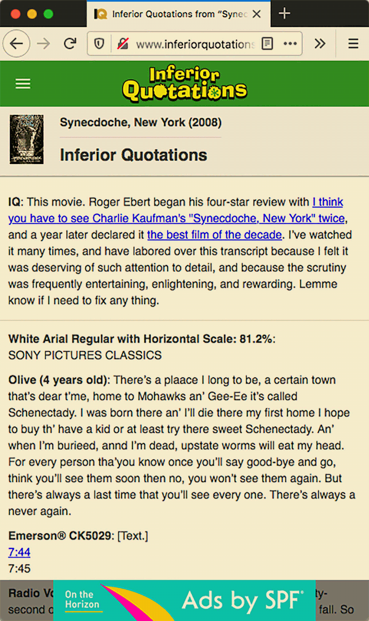 Variations: IMDb & Inferior Quotations Variations: IMDb & Inferior Quotations